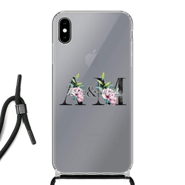 Personalisierte Handyhülle mit euren Initialien (mit Blumen) - Apple mit Band