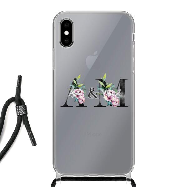 Personalisierte Handyhülle mit euren Initialien (mit Blumen) - Apple mit Band