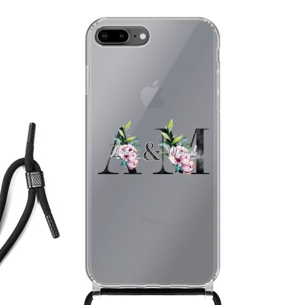 Personalisierte Handyhülle mit euren Initialien (mit Blumen) - Apple mit Band