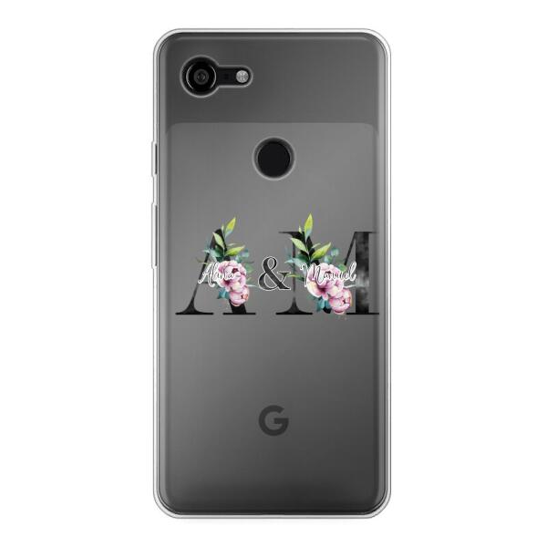 Personalisierte Handyhülle mit euren Initialien (mit Blumen) - Google