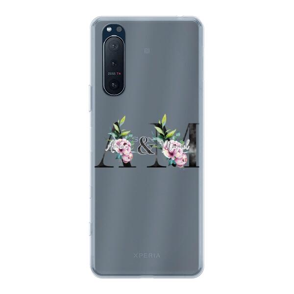 Personalisierte Handyhülle mit euren Initialien (mit Blumen) - Sony