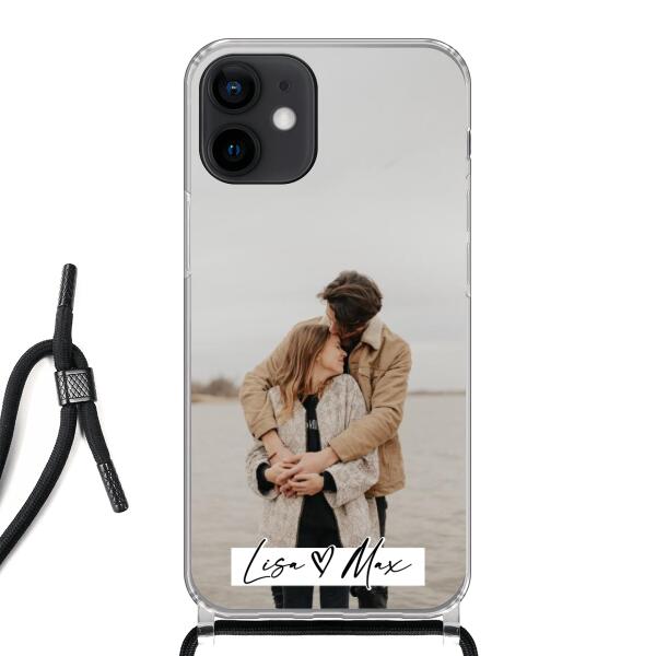 Personalisierte Handyhülle mit Foto und Text - Valentinstags Geschenk - Apple mit Band