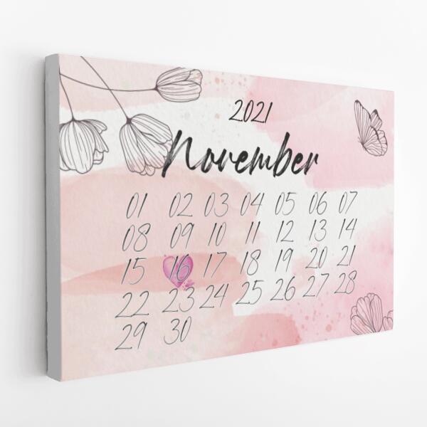 Personalisierte Leinwand mit deinem besonderen Tag im Kalender-Stil