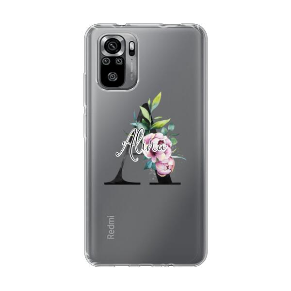 Personalisierte Handyhülle mit deiner Initiale (mit Blumen) - Xiaomi