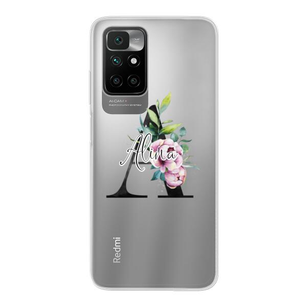 Personalisierte Handyhülle mit deiner Initiale (mit Blumen) - Xiaomi