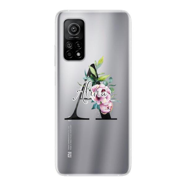 Personalisierte Handyhülle mit deiner Initiale (mit Blumen) - Xiaomi