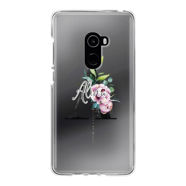 Personalisierte Handyhülle mit deiner Initiale (mit Blumen) - Xiaomi