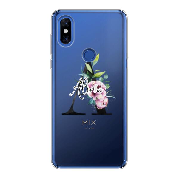 Personalisierte Handyhülle mit deiner Initiale (mit Blumen) - Xiaomi