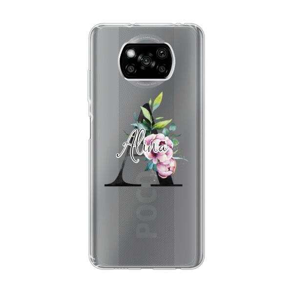 Personalisierte Handyhülle mit deiner Initiale (mit Blumen) - Xiaomi