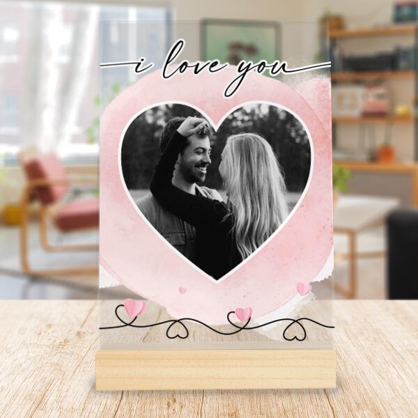 Personalisierte Acrylglasplatte mit deinem Bild in Herzform - Valentinstags Geschenk