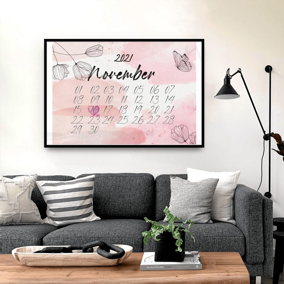 Personalisiertes Poster mit deinem besonderen Tag im Kalender-Stil