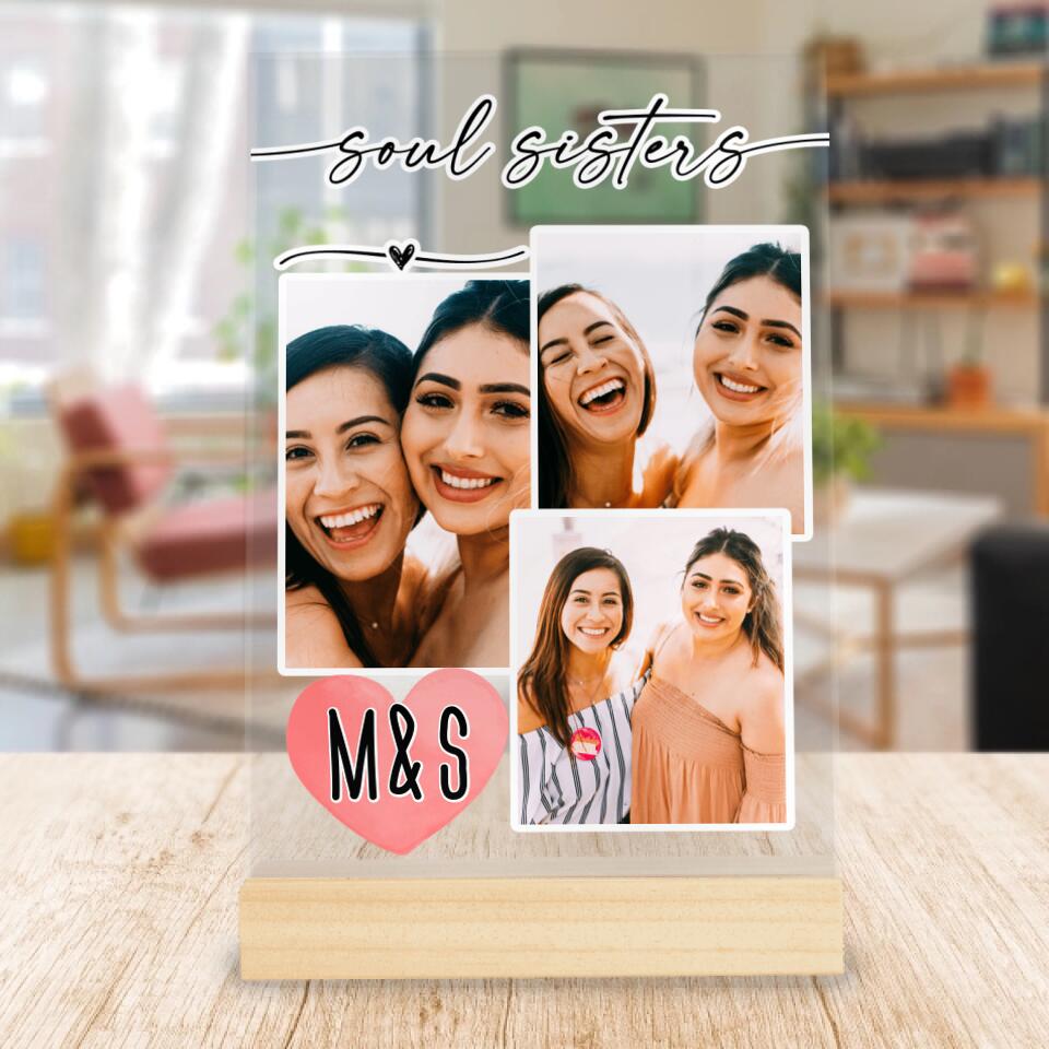 Personalisierte Acrylglasplatte mit Foto-Collage für Freundinnen
