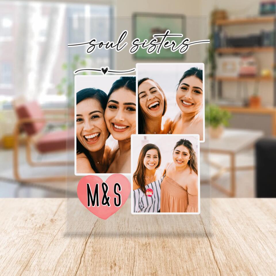 Personalisierte Acrylglasplatte mit Foto-Collage für Freundinnen